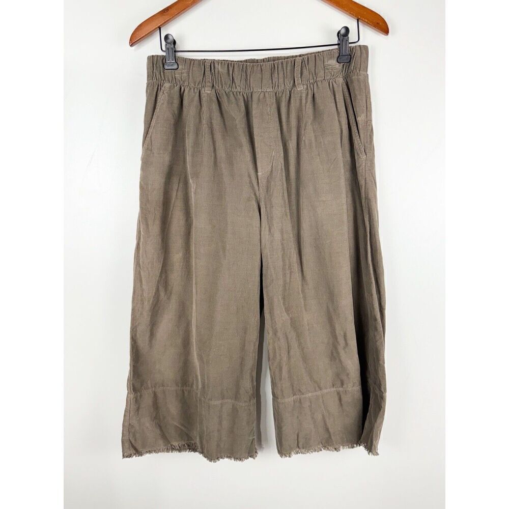 CLOTH & STONE ANTHROPOLOGIE BROWN THIN CORDUROYS COTTON CROPPED PANTS WIDE LEG M